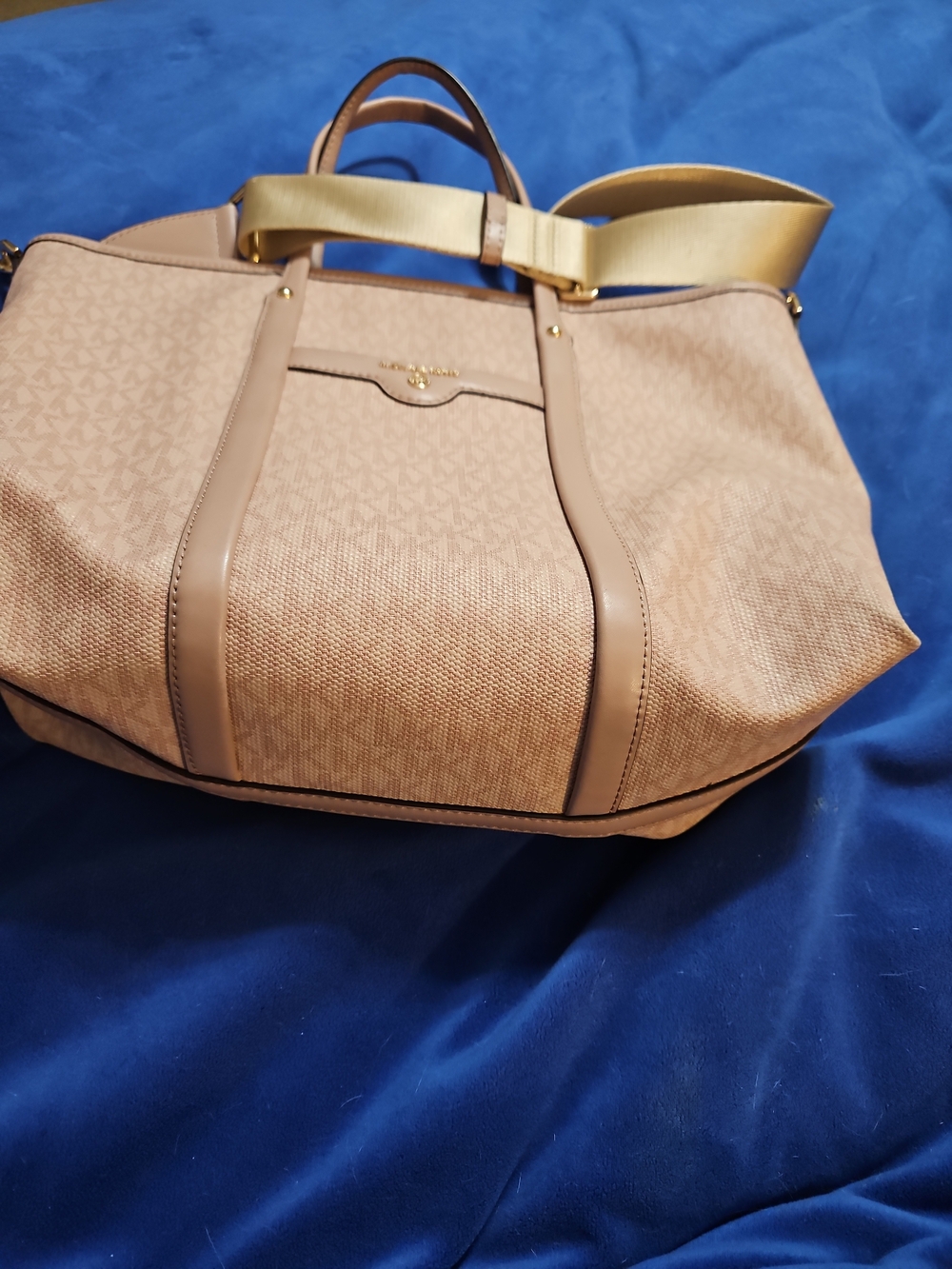 Michael Kors Neutral Logo-Print Tote with Gold Hardware